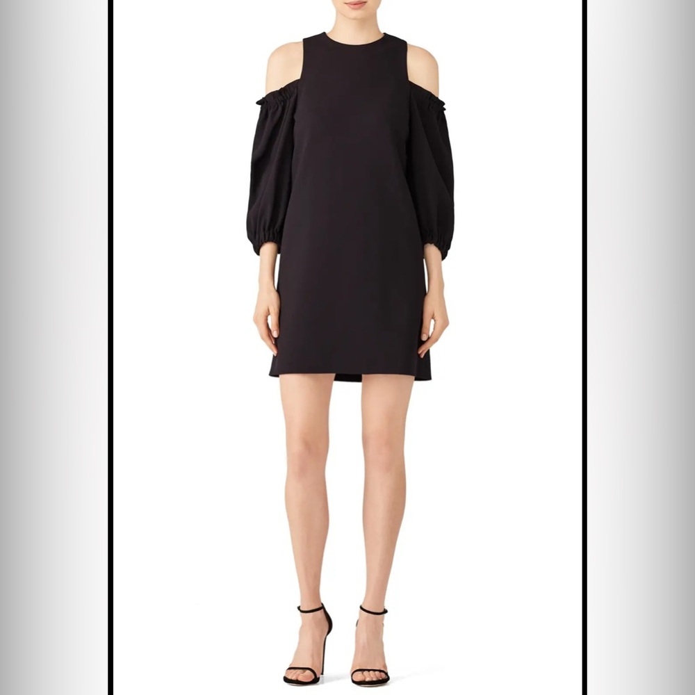 Tibi Black Cold Shoulder Midi Length Dress